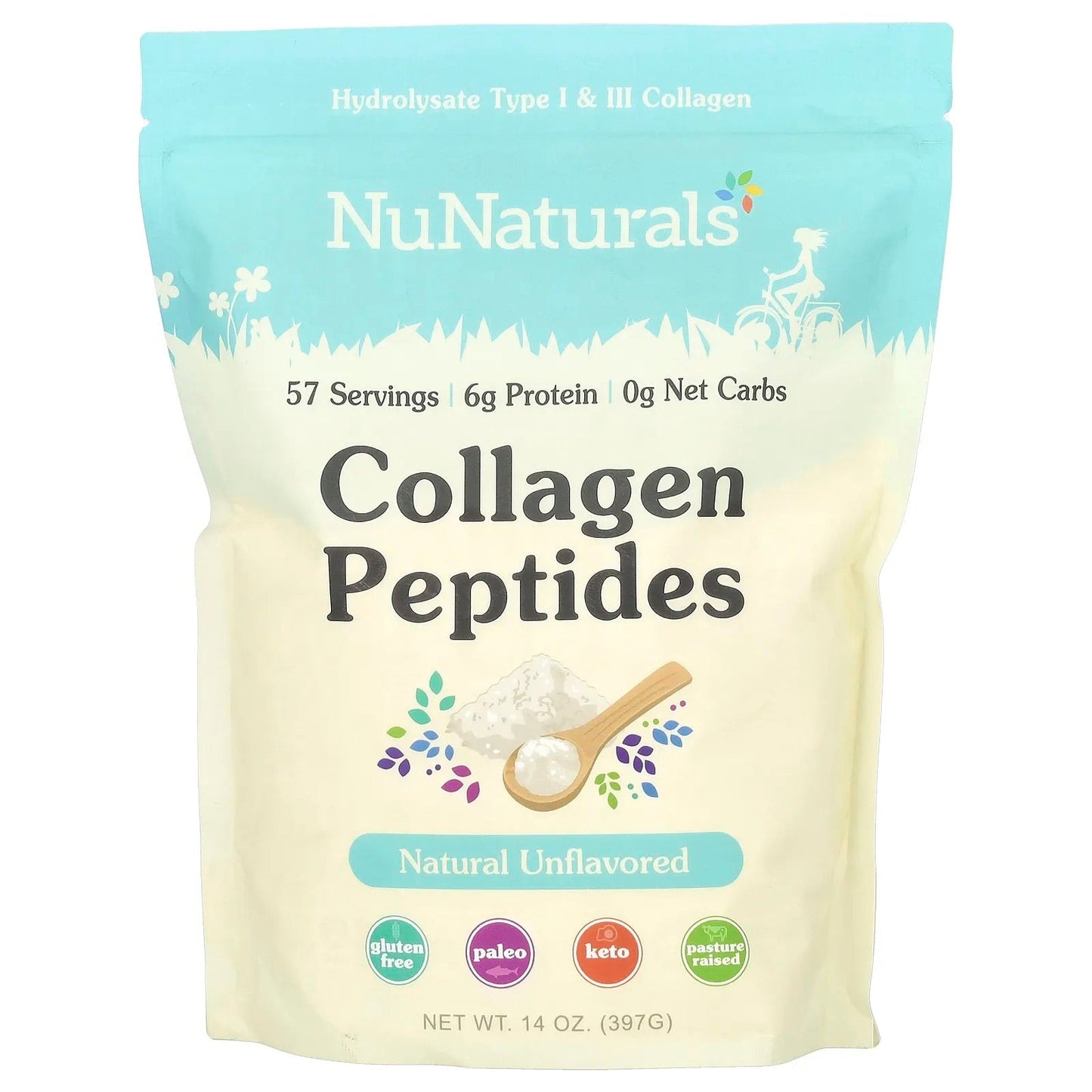 NuNaturals
Collagen Peptides, Unflavored , 14 oz (397 g)