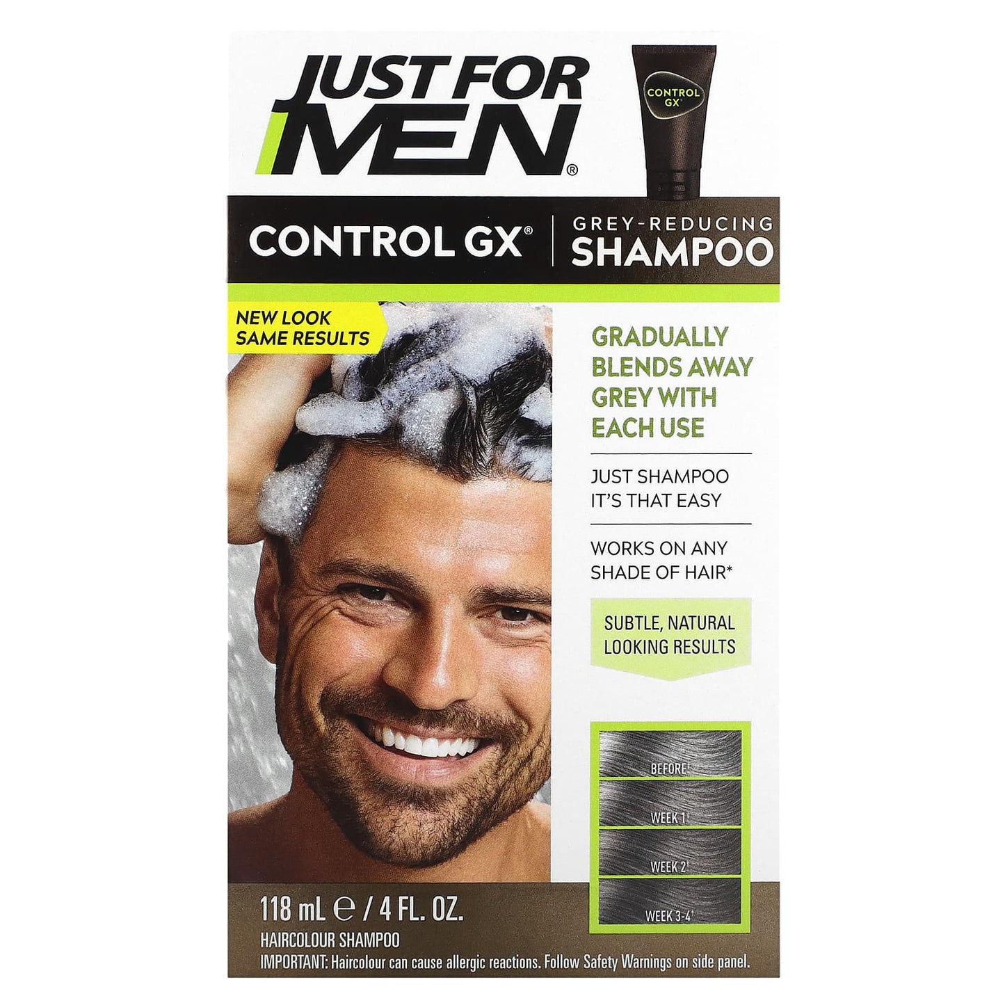 Just for Men
Control GX, Grey Reducing Shampoo, 4 fl oz (118 ml)