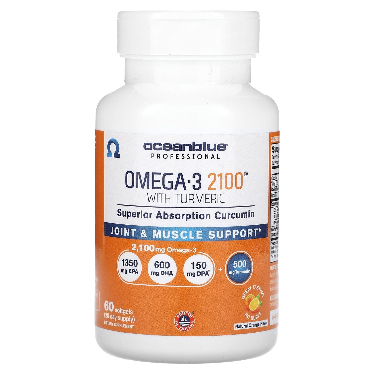 OceanBlue
Professional, Omega-3 2100 With Turmeric, Natural Orange, 60 Softgels