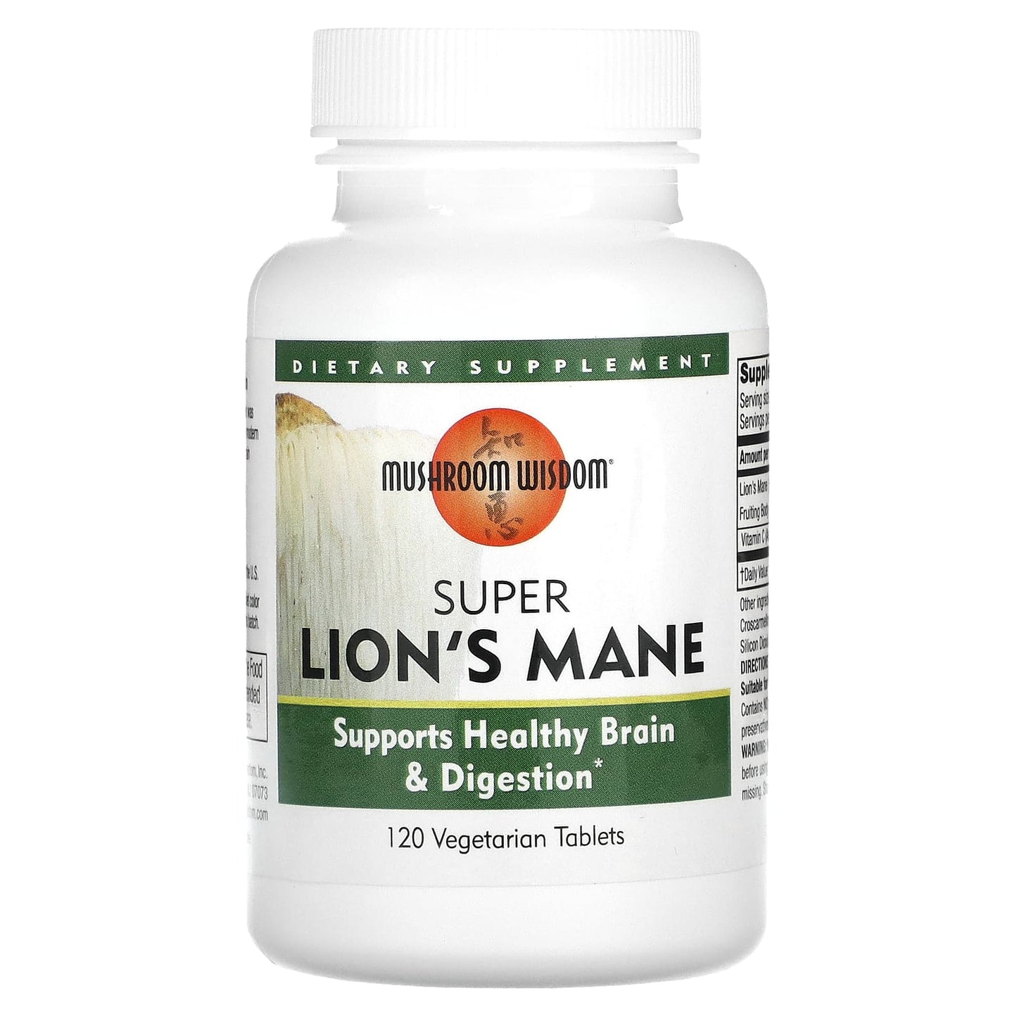 Mushroom Wisdom
Super Lion's Mane, 120 Vegetarian Tablets