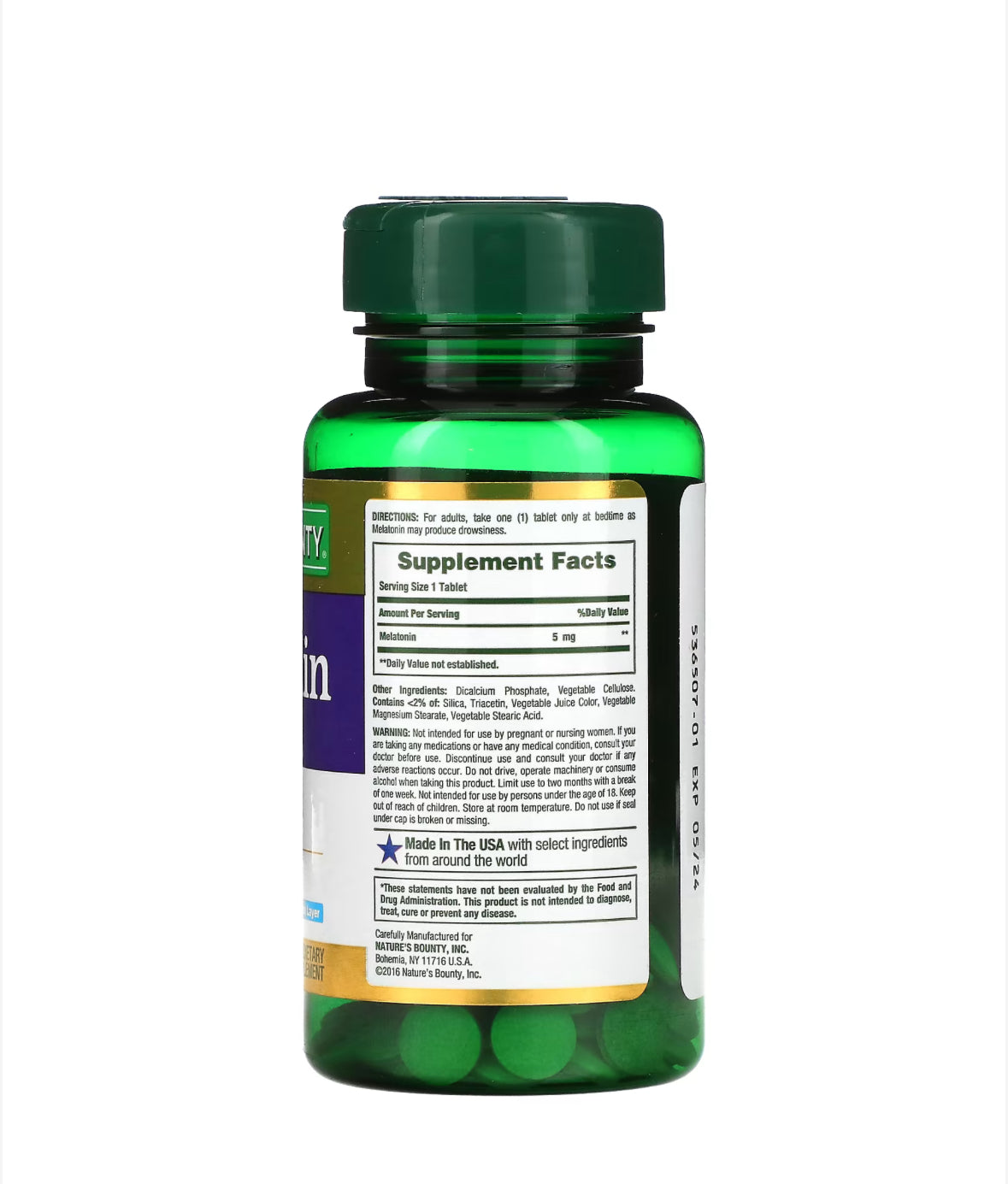 NATURE’S BOUNTY DUAL SPECTRUM MELATONIN 5MG, 60 BI-LAYER TABLETS