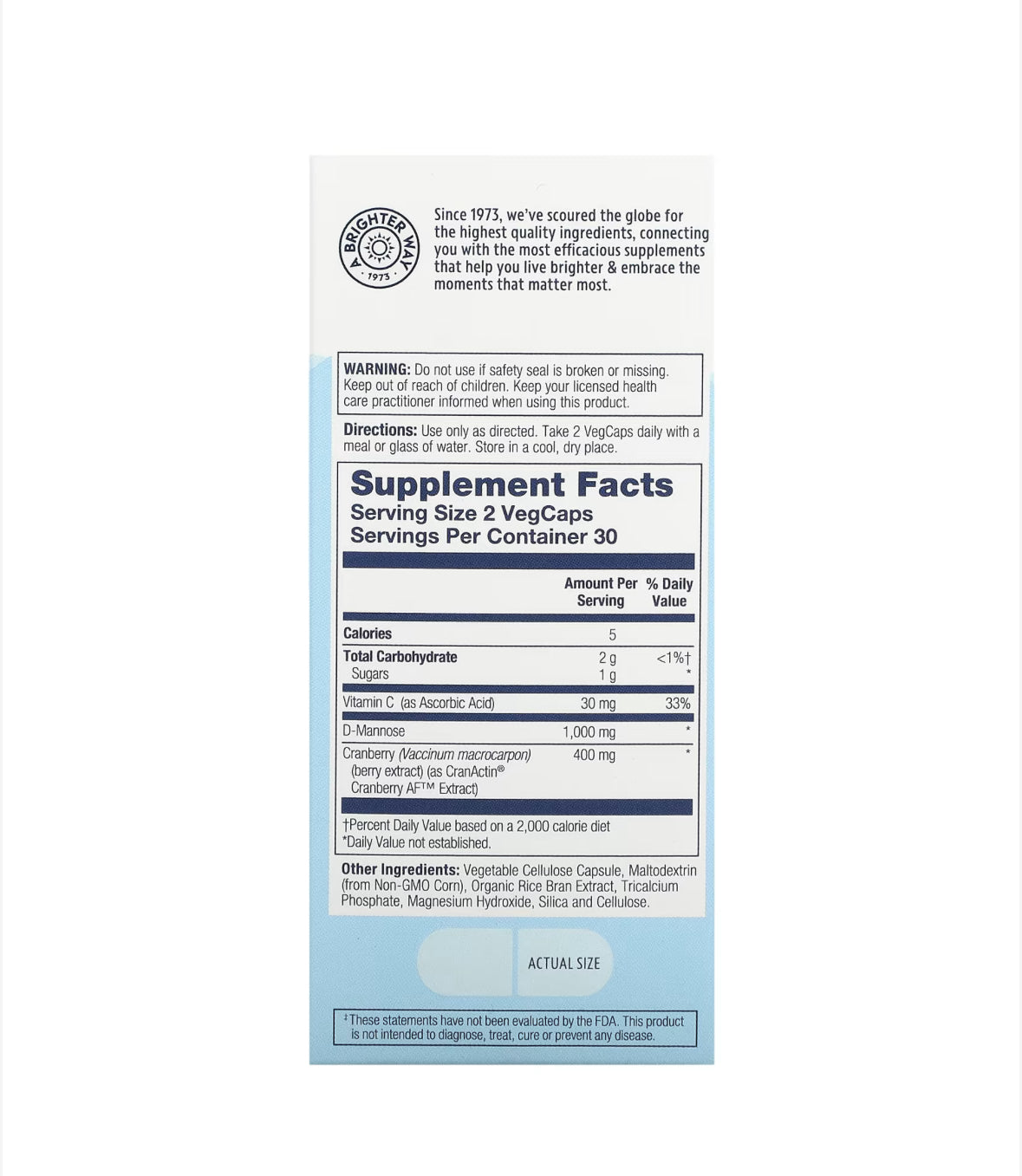 Pre-Order | Arrives in 5–10 Days – SOLARAY CRANACTIN D-MANNOSE 1000MG