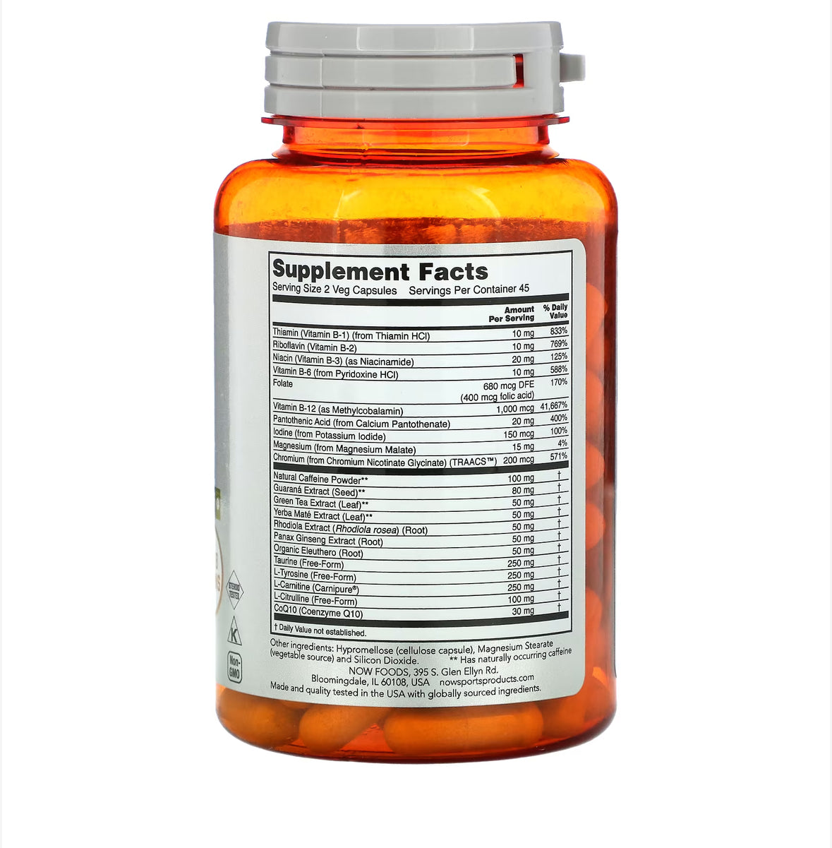 NOW SPORTS ENERGY EXTREME, 90 VEG CAPSULES