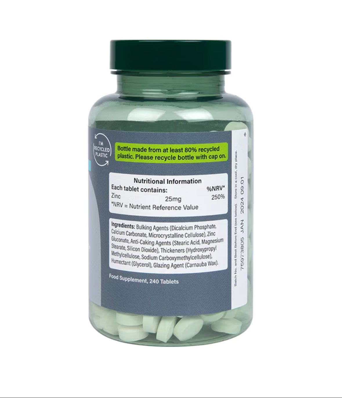 HOLLAND & BARRETT ZINC 25MG, 240 TABLETS