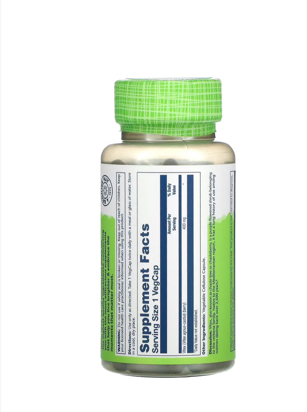 Pre-Order | Arrives in 5–10 Days – SOLARAY TRUE HERBS VITEX 400MG, 100 VEGCAPS