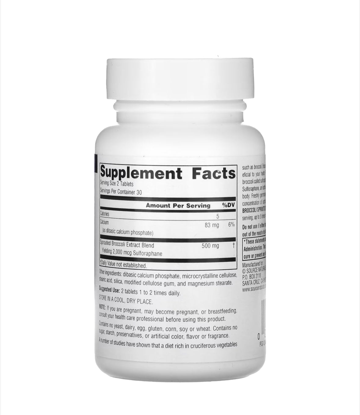 Pre-Order | Arrives in 5–10 Days – SOURCE NATURALS BROCCOLI SPROUTS EXTRACT 250MG, 60 TABLETS