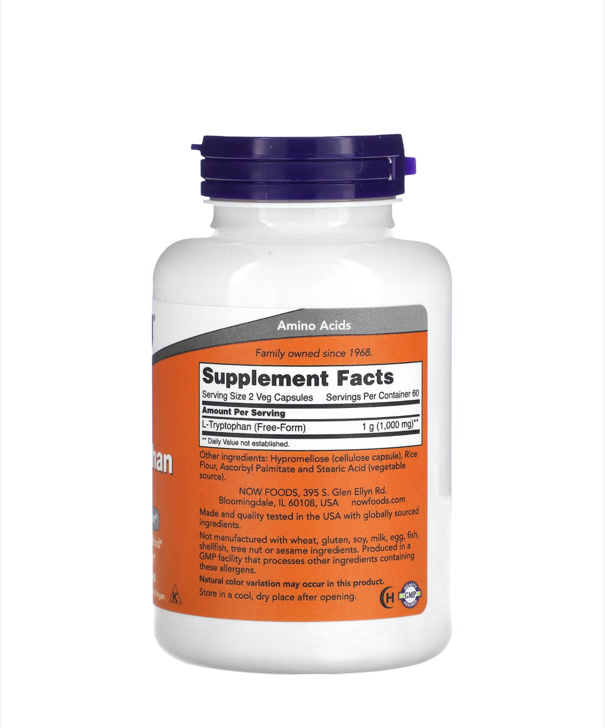 NOW L-TRYPTOPHAN 500MG, 120 VEG CAPSULES