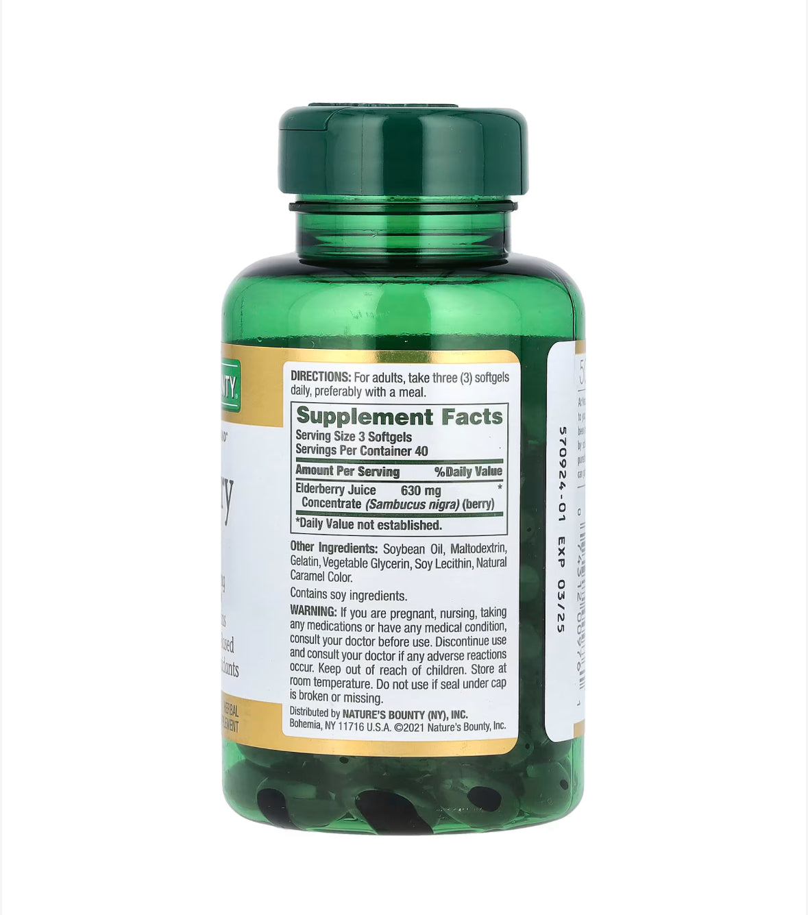 NATURE’S BOUNTY ELDERBERRY SAMBUCUS 630MG