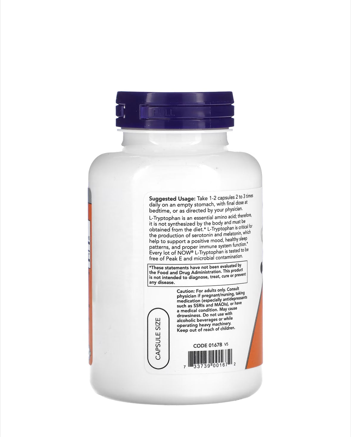 NOW L-TRYPTOPHAN 500MG, 120 VEG CAPSULES