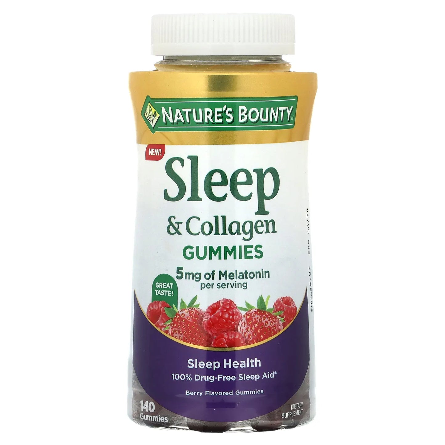 Nature's Bounty
Sleep & Collagen Gummies, Berry, 5 mg, 140 Gummies (2.5 mg per Gummy)