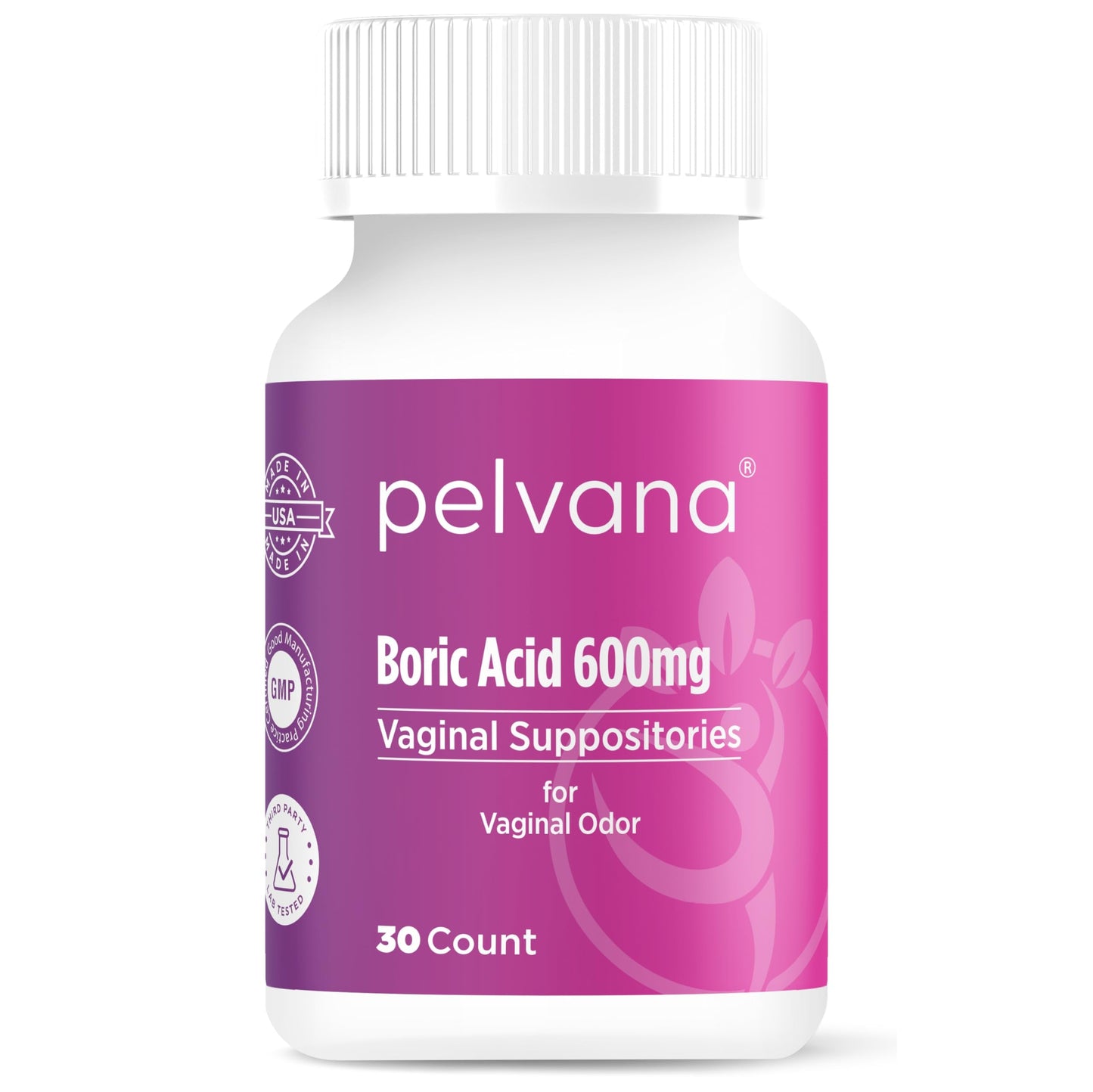 PELVANA BORIC ACID 600MG, 30 COUNT