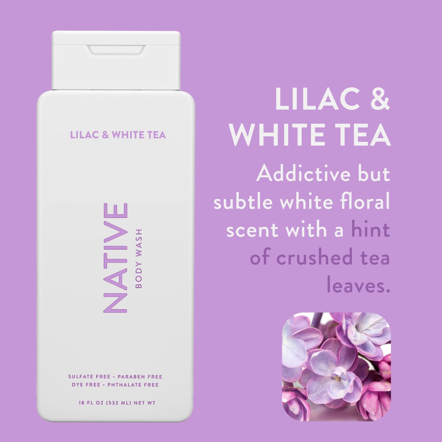 NATIVE BODY WASH LILAC & WHITE TEA