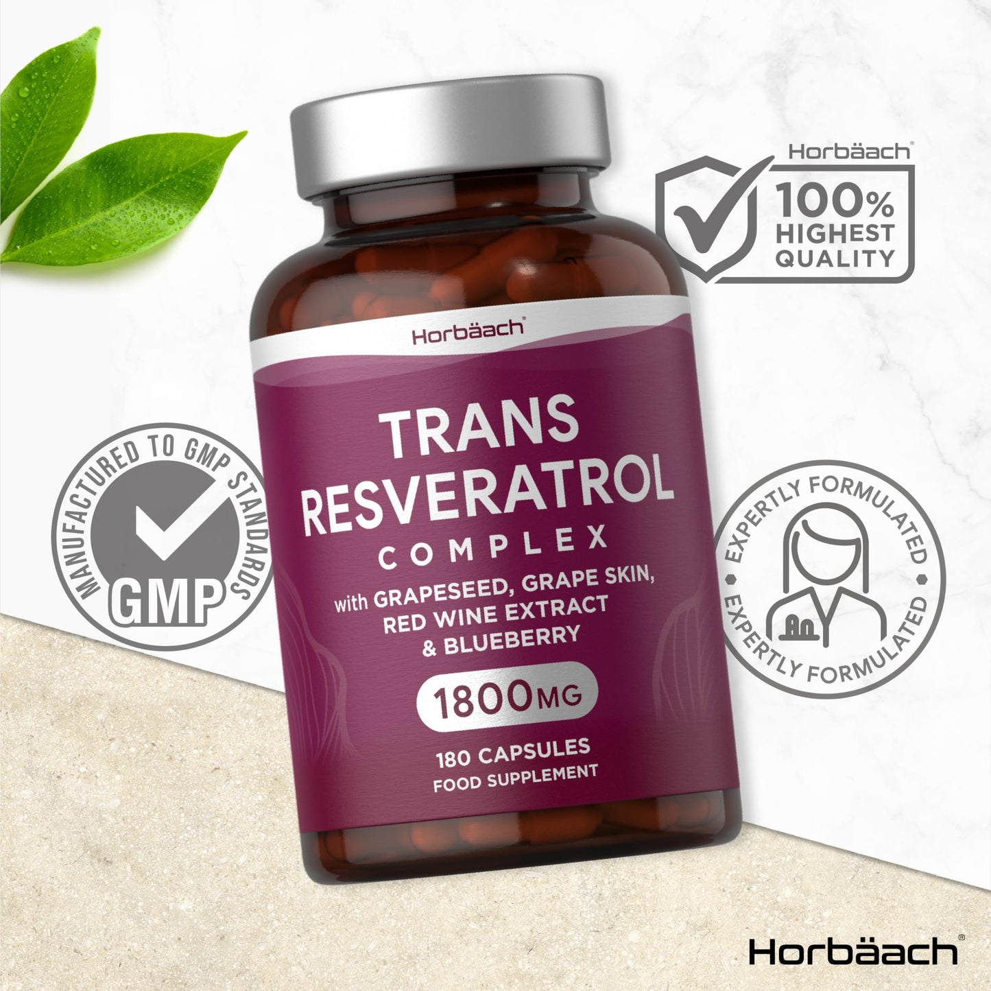 HORBÄACH TRANS RESVERATROL COMPLEX 1800MG, 180 CAPSULES