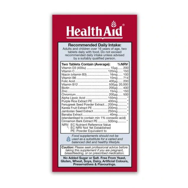 HEALTHAID GLUCOBATE, 60 TABLETS