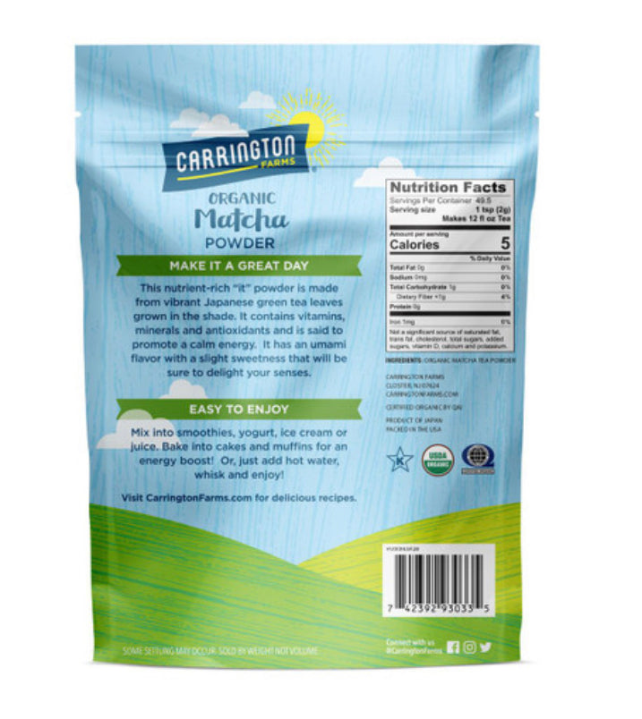 CARRINGTON FARMS ORGANIC MATCHA POWDER 99G
