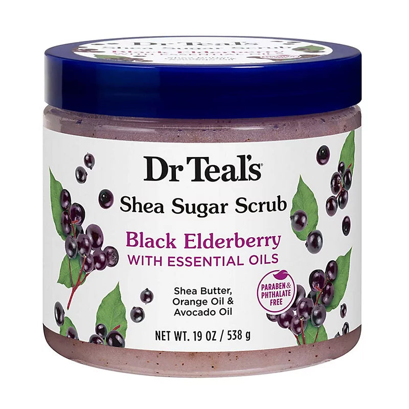 DR. TEAL’S SHEA SUGAR SCRUB BLACK ELDERBERRY WITH ESSENTIAL OILS