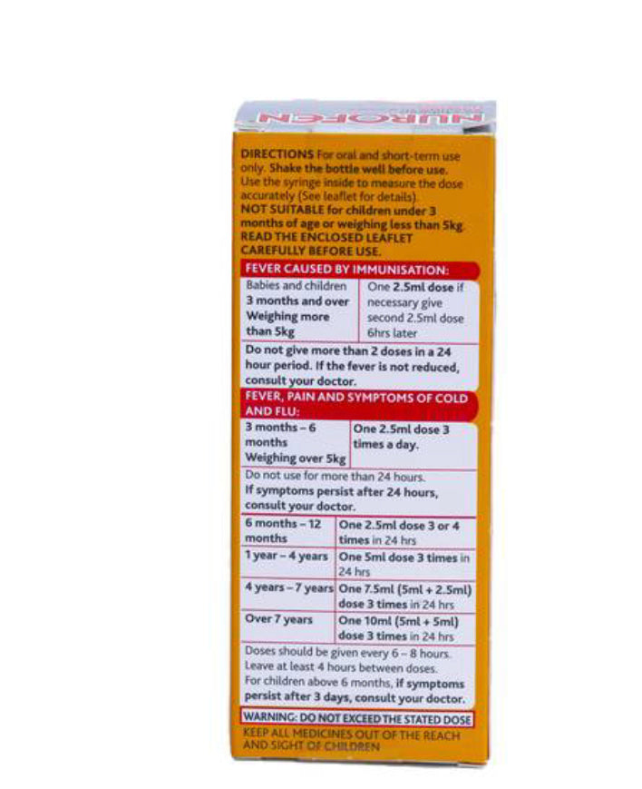 NUROFEN FOR CHILDREN, 3 MONTHS TO 9 YEARS STRAWBERRY FLAVOUR