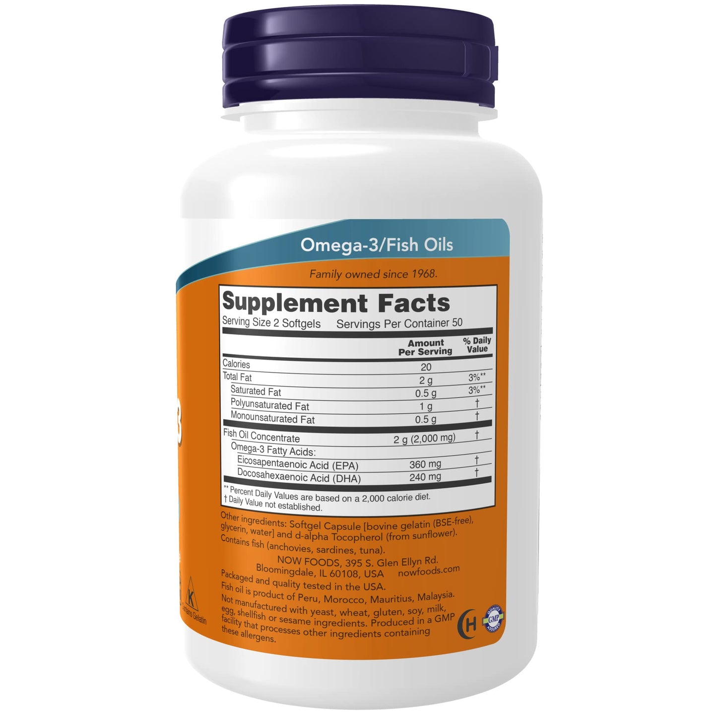 NOW OMEGA-3 FISH OIL, 100 SOFTGELS