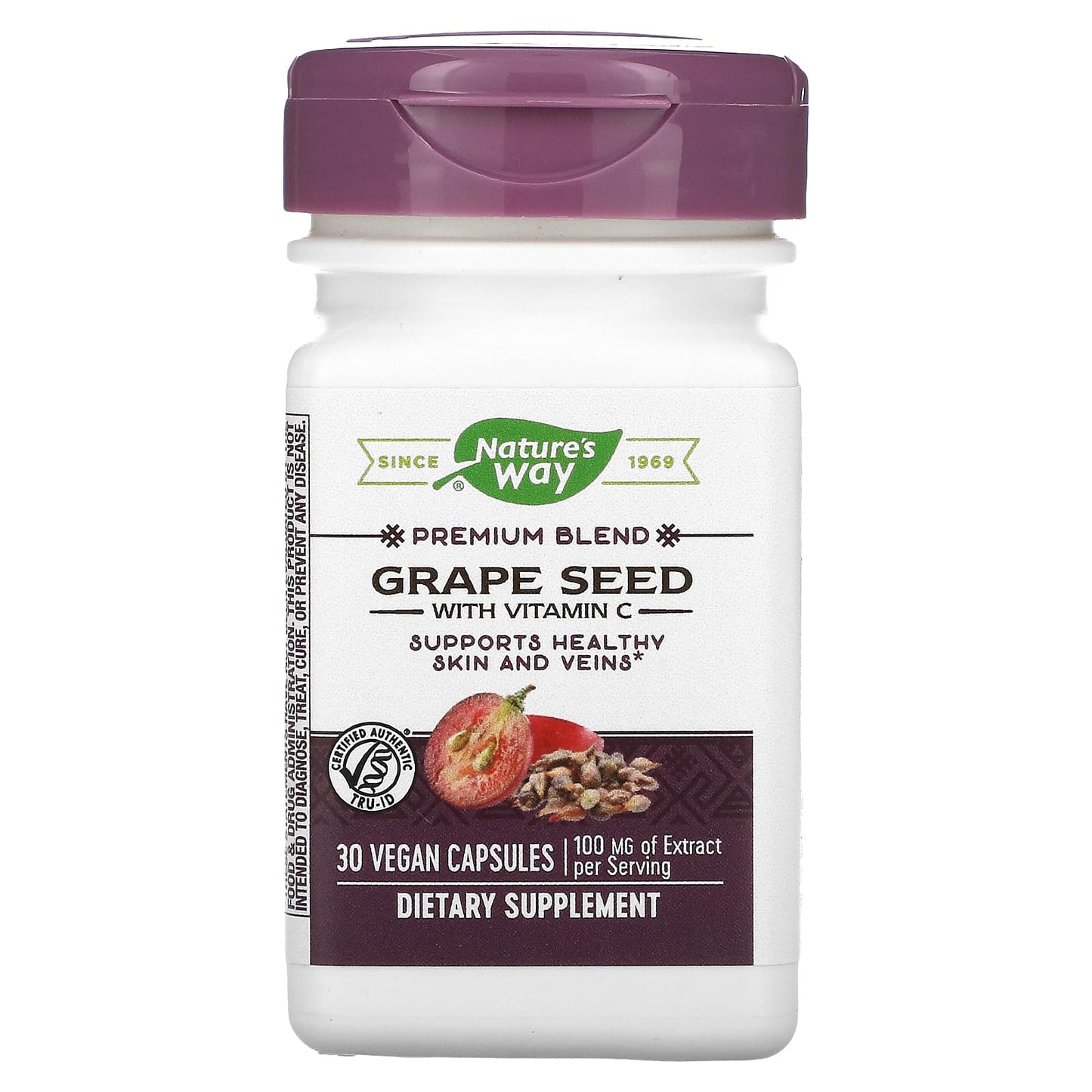 NATURE’S WAY GRAPE SEED WITH VITAMIN C, 30 VEGAN CAPSULES