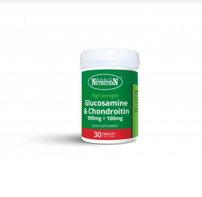 BASIC NUTRITION GLUCOSAMINE & CHONDROITIN 500MG + 100MG, 30 TABLETS