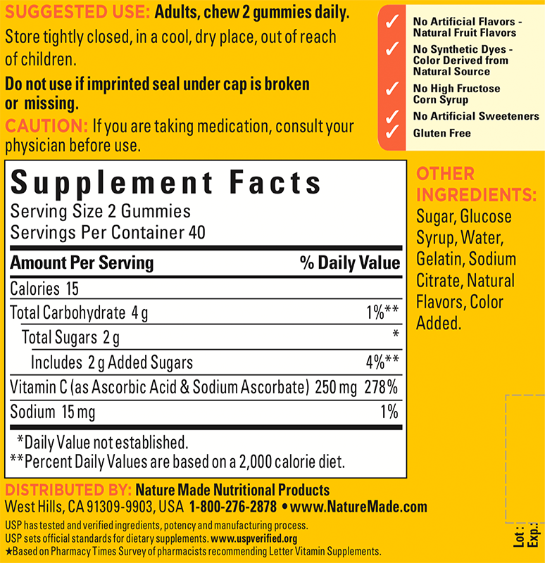 NATURE MADE VITAMIN C GUMMIES 250MG