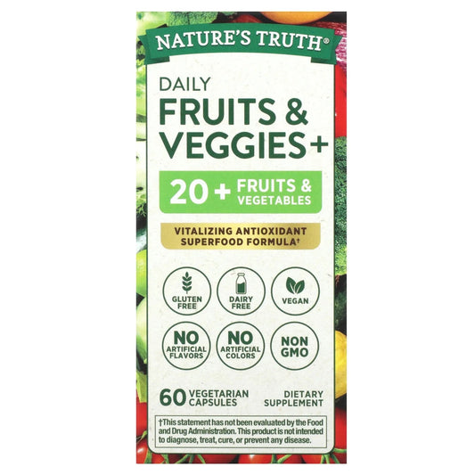 Nature's Truth
Daily Fruit & Veggies +, 60 Vegetarian Capsules