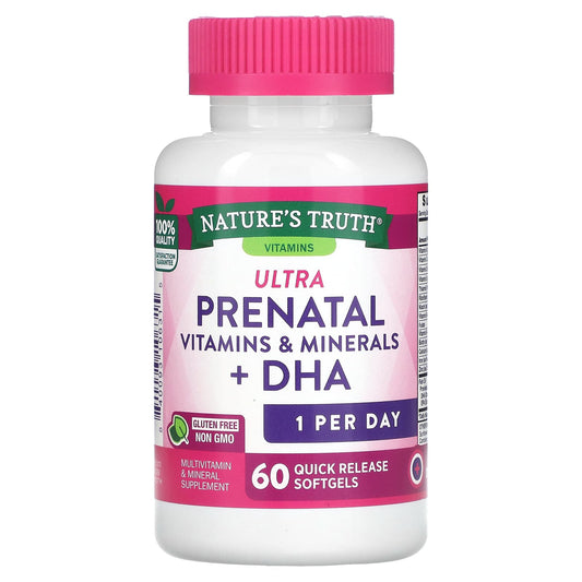 Nature's Truth
Ultra Prenatal Vitamins & Minerals + DHA, 60 Quick Release Softgels