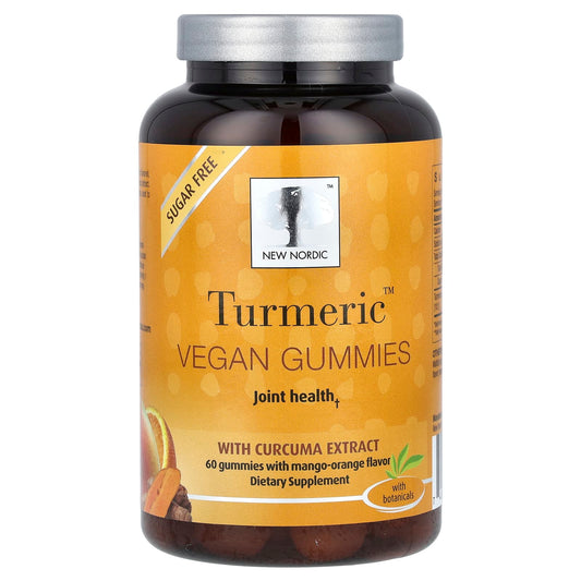 New Nordic
Turmeric Vegan Gummies with Curcuma Extract, Mango-Orange, 300 mg, 60 Gummies (150 mg per Gummy)