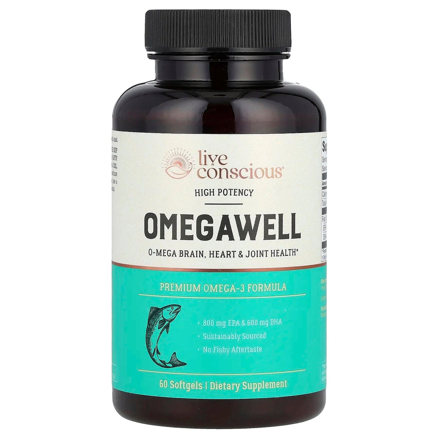 Live Conscious
OmegaWell, Premium Omega-3 Formula, High Potency, 2,000 mg, 60 Softgels (1,000 mg per Softgel)