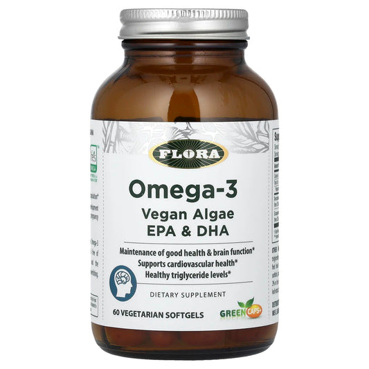 Pre-Order | Arrives in 5–10 Days – Flora
Omega-3, Vegan Algae EPA & DHA, 60 Vegetarian Softgels