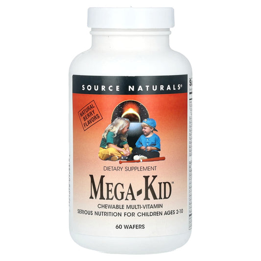 Pre-Order | Arrives in 5–10 Days – Source Naturals
Mega-Kid, Chewable Multi-Vitamin, Ages 2-10, Natural Berry, 60 Wafers