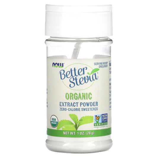 Pre-Order | Arrives in 5–10 Days – NOW Foods
BetterStevia, Organic Extract Powder, 1 oz (28 g)
