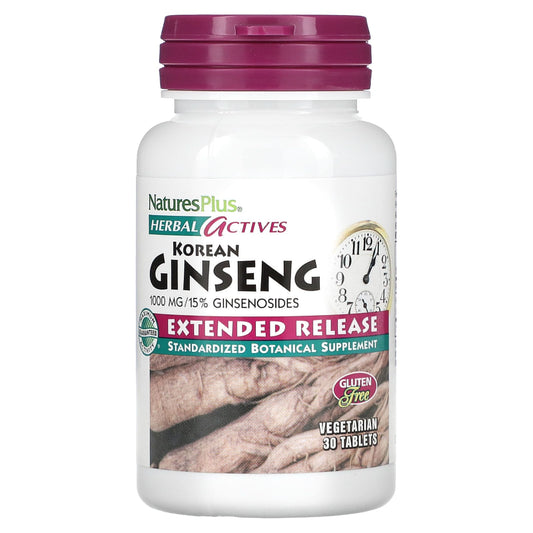 NaturesPlus
Herbal Actives, Korean Ginseng, Extended Release, 1,000 mg, 30 Vegetarian Tablets