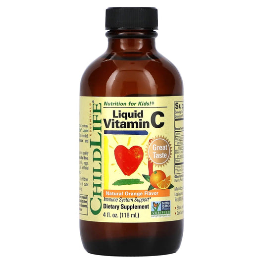 Pre-Order | Arrives in 5–10 Days – Child life Essentials         Liquid Vitamin C, Natural Orange, 4 fl oz (118.5 ml)