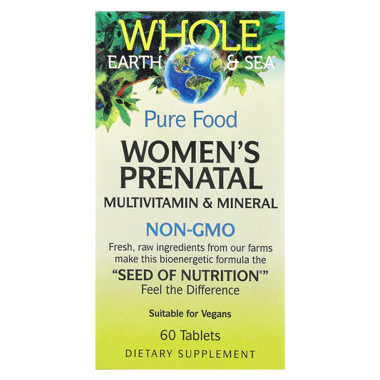 Natural Factors
Whole Earth & Sea®, Women's Prenatal Multivitamin & Mineral, 60 Tablets