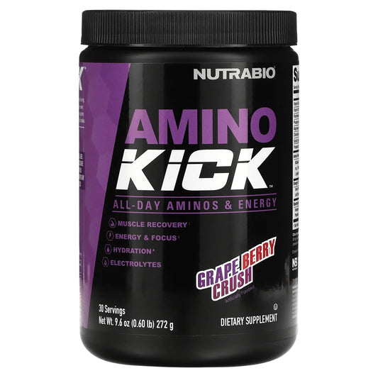 NutraBio
Amino Kick, Grape Berry Crush