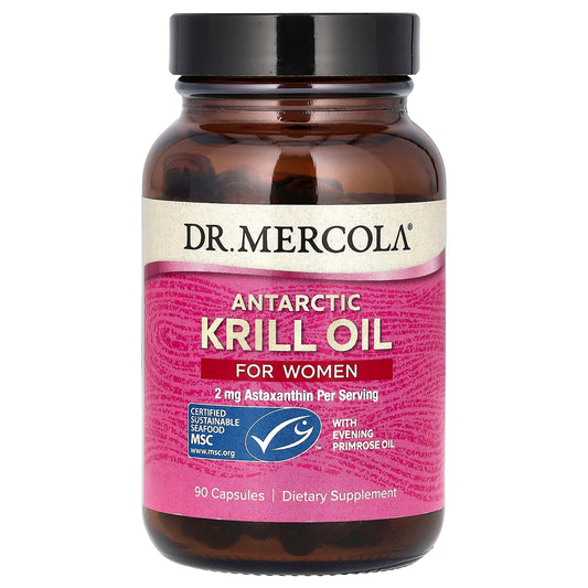 Pre-Order | Arrives in 5–10 Days – Dr. Mercola
Antarctic Krill Oil with Evening Primrose Oil for Women, 90 Capsules