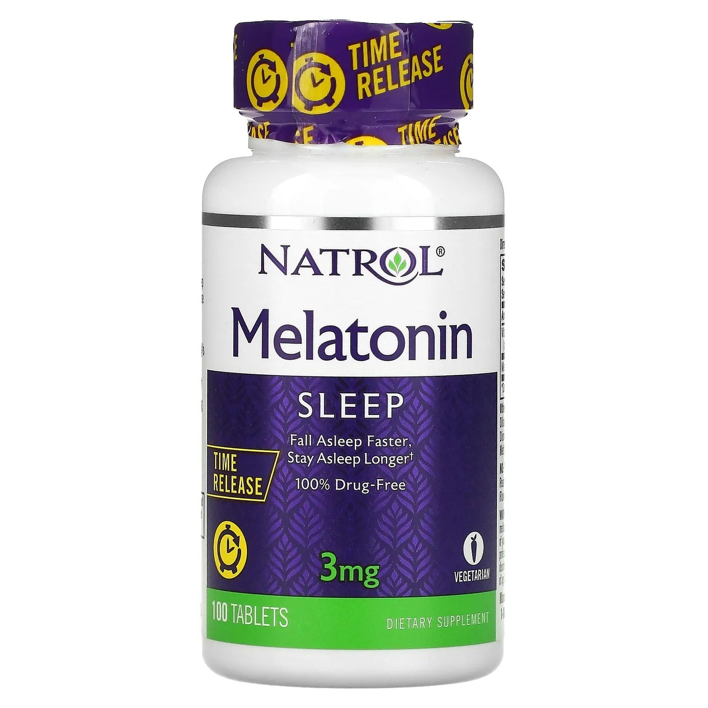 Natrol
Melatonin, Time Release, 3 mg, 100 Tablets