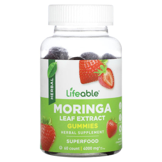Lifeable
Moringa Leaf Extract Gummies, Natural Strawberry, 4,000 mg, 60 Gummies (2,000 mg per Gummy)