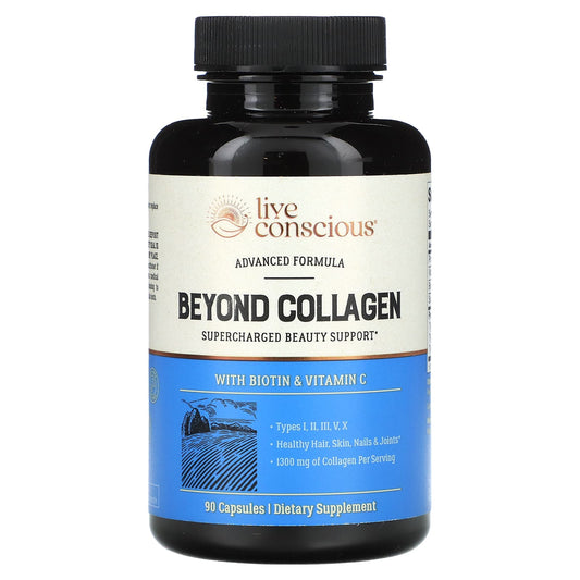 Live Conscious
Beyond Collagen, With Biotin & Vitamin C, 1,300 mg, 90 Capsules