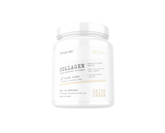Project #1 Nutrition Multi-Sourced Collagen Powder | Grass-Fed Collagen Peptides for Skin, Hair, Nails & Joints | Hydrolyzed Collagen & 15g Protein Per Serving -Irish Cream - Collagen for Women & Men