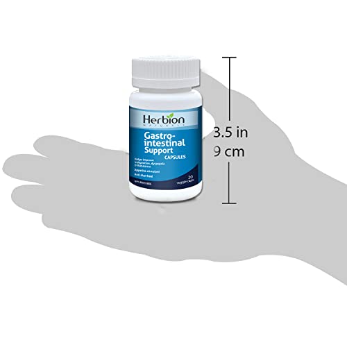 Herbion Naturals Gastro-Intestinal Capsules help with Indigestion, Dyspepsia, Flatulence, Nausea as well as Digestive Spasms Caused by Diarrhea while Stimulating Appetite. Seven Herbal Extracts. 20 Veggie Caps