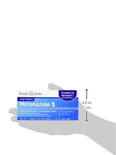 Pre-Order | Arrives in 5–10 Days – Amazon Basic Care Miconazole 1, Miconazole Nitrate Vaginal Insert (1200 mg) Softgel and 0.32 Oz Miconazole Nitrate Cream (2%) Combination Pack, 1-Day Treatment For Vaginal Yeast Infection