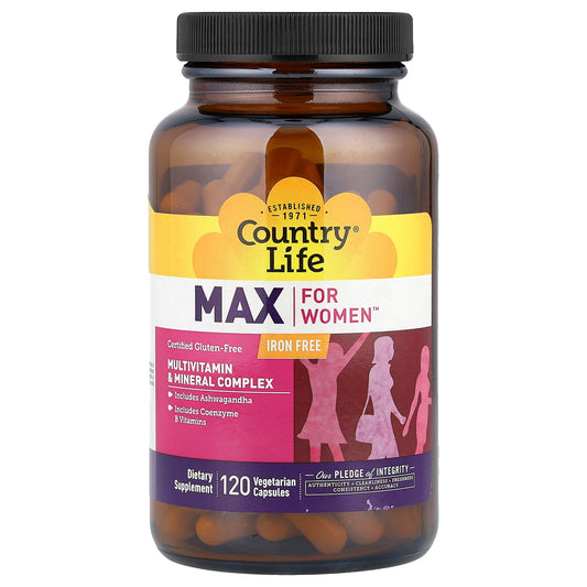 Pre-Order | Arrives in 5–10 Days – Country Life
Max for Women™, Multivitamin & Mineral Complex, Iron Free, 120 Vegetarian Capsules