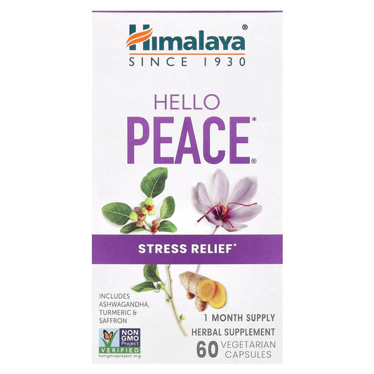 Himalaya
Hello Peace, Stress Relief, 60 Vegetarian Capsules