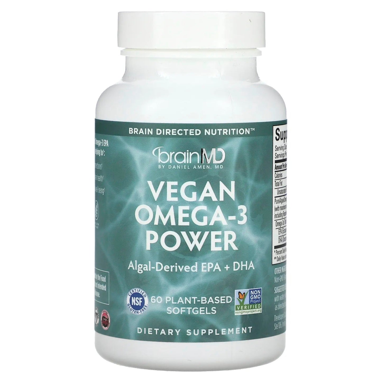 BrainMD
Vegan Omega-3 Power, 60 Plant-Based Softgels