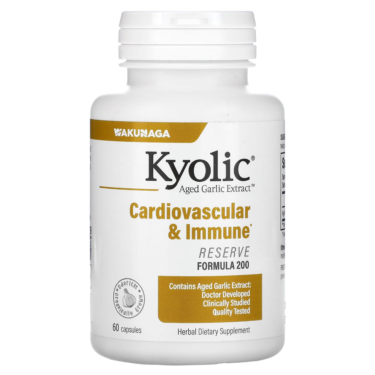 Kyolic
Aged Garlic Extract, Reserve, 1,200 mg, 60 Capsules (600 mg Per Capsule)
