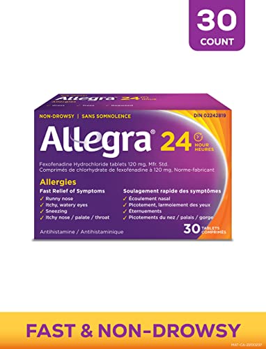 Pre-Order | Arrives in 5–10 Days – Allegra 24 Hour Allergy Medication, 120 mg, 30 Count Tablets, Non-Drowsy, Fast & Effective Multi-Symptom Relief, Relieves Runny Nose, Sneezing, Watery Eyes, Itchy Throat