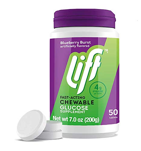 Lift | Fast-Acting Glucose Chewable Energy Tablets | Blueberry | 50 ct Jar (Pack of 1)