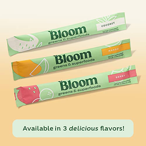 Pre-Order | Arrives in 5–10 Days – Bloom Nutrition Super Greens Powder Smoothie Mix, 15 Stick Packs - Probiotics for Digestive Health & Bloating Relief for Women, Digestive Enzymes with Organic Superfoods for Gut Health (Berry)